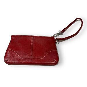 Ili New York Genuine Leather Wristlet Red